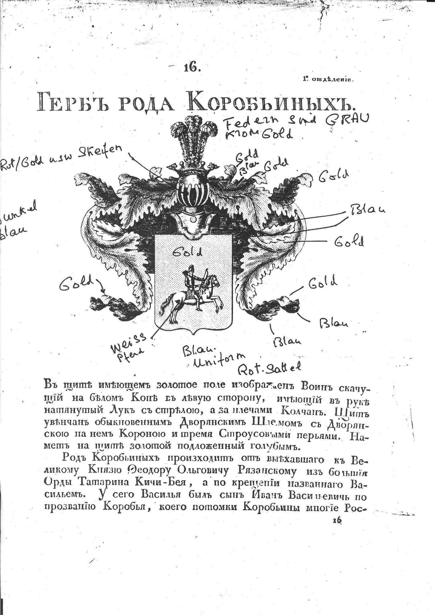 Korobyine family crest